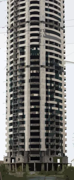 Edificio Abandonado Sin Terminar Varias Plantas — Vector de stock