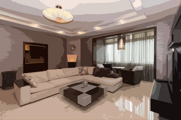 Interior Apartamento Élite Sochi — Vector de stock