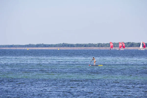 Sup Surfen Sommer Kiewer Meer Spaß Für Fans Dieser Sportart — Stockfoto