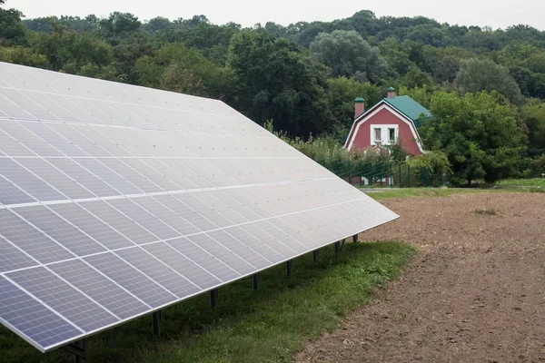 Solar Panels Nature Houses — Stock Photo, Image