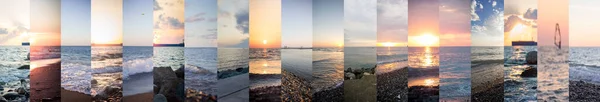 Morze Zachodzie Słońca Kolaż Fotograficzny Heder — Zdjęcie stockowe
