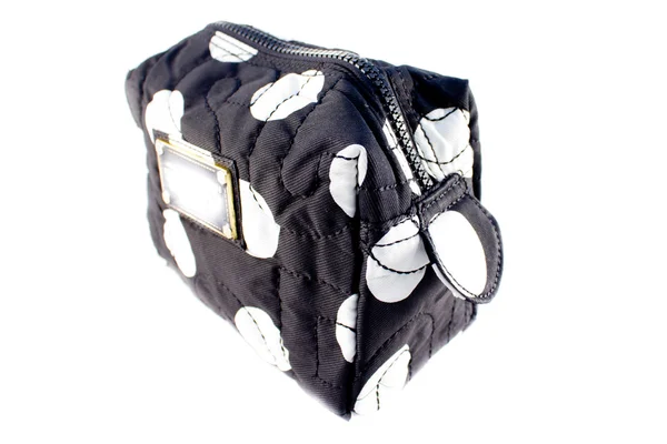 Elszigetelt, fehér, fekete-fehér kozmetikai táska — Stock Fotó