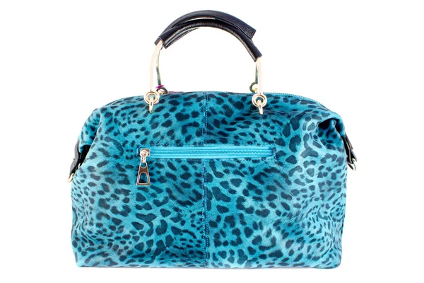 Bluer leopard textured textile purse — Stock Photo, Image