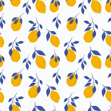 Elle çizilmiş renksiz el yapımı limon deseni. Citrus meyve arka planı. Tekstil imalatı için mükemmel duvar kağıdı posterleri vesaire. Vektör illüstrasyonu