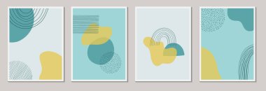 Sosyal medya, poster, kartpostal, duvar sanatı vs. için modern soyut arka plan şablonu. Soyut şekiller ve çizgiler. Vektör illüstrasyonu