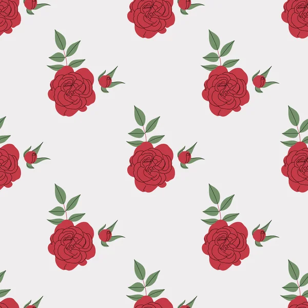Απρόσκοπτη Κομψό Σχέδιο Λουλουδιών Κόκκινα Τριαντάφυλλα Κομψό Αποτύπωμα Ιδανικό Για — Διανυσματικό Αρχείο