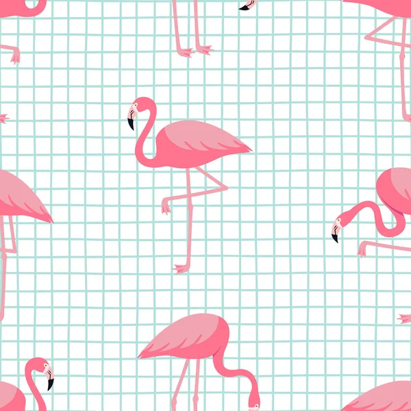 Bezešvé Trendy Tropický Vzor Růžovým Plameňákem Ptáků Vektorová Ilustrace — Stockový vektor