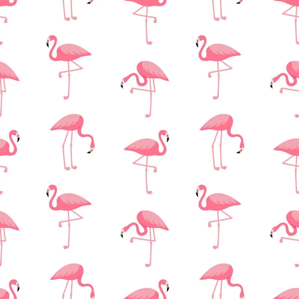 Bezešvé Trendy Tropický Vzor Růžovým Plameňákem Ptáků Vektorová Ilustrace — Stockový vektor