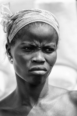 People in Benin, in black and white clipart