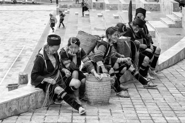 Personas reales en Vietnam, en blanco y negro — Foto de Stock