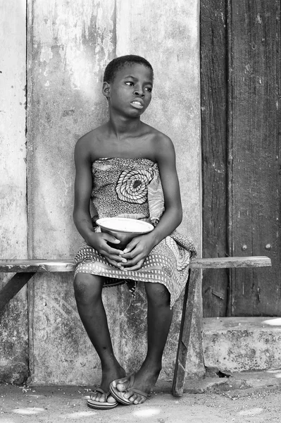 Orang-orang di Benin, hitam dan putih — Stok Foto