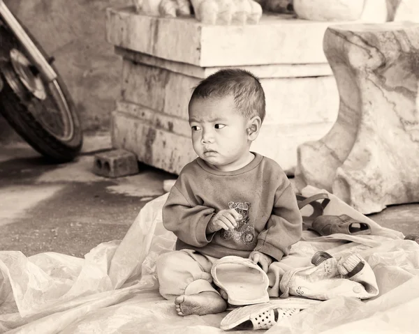 Prawdziwi ludzie w Wietnamie, czarno-białe — Zdjęcie stockowe