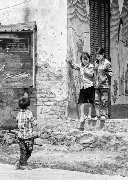 De vraies personnes au Vietnam, en noir et blanc — Photo