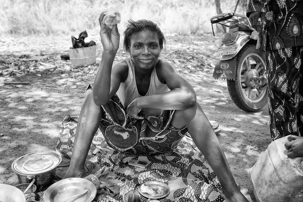 Echte mensen in Togo, in zwart-wit — Stockfoto