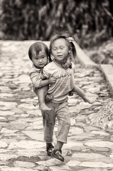 Verkliga människor i Vietnam, i svart och vitt — Stockfoto