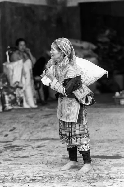 Prawdziwi ludzie w Wietnamie, czarno-białe — Zdjęcie stockowe