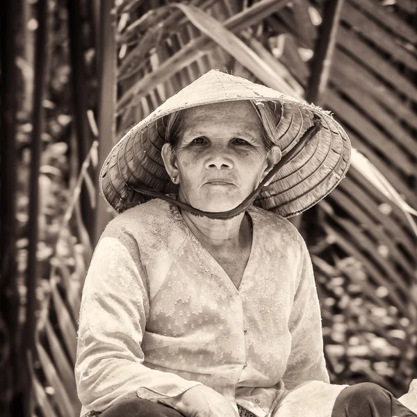 Real people in Vietnam, in black and white — Stock Photo, Image