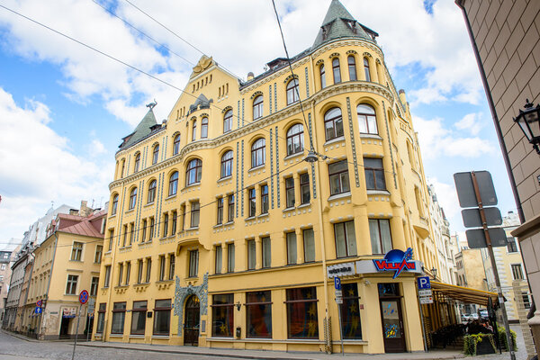 RIGA, LATVIA - SEP 7, 2014: Architecture of Riga, Latvia. Riga is the capital and largest city of Latvia