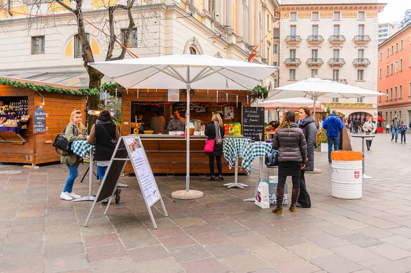 Weihnachten in Lugano, Schweiz — Stockfoto