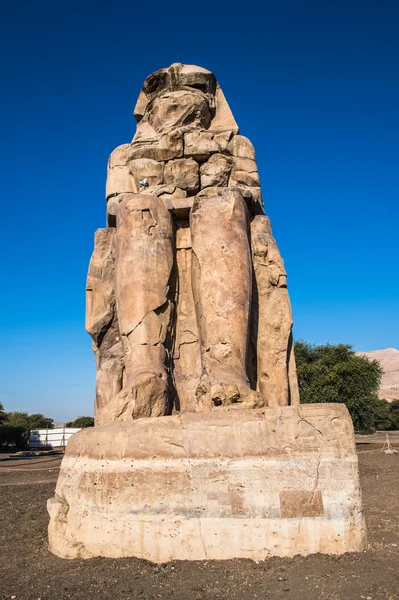 Colosso de Memnon, estátua de pedra maciça do Faraó Amenhotep III, Luxor, Egito — Fotografia de Stock