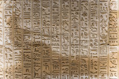 Horus tapınağın Mısır'daki duvarda Mısır hiyeroglif
