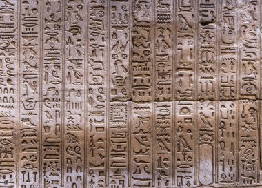 Horus tapınağın Mısır'daki duvarda Mısır hiyeroglif