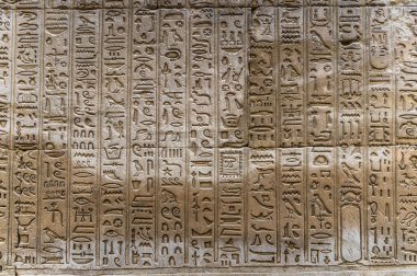 Horus tapınağın Mısır'daki duvarda Mısır hiyeroglif