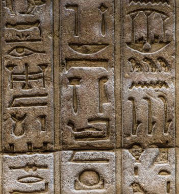 Horus tapınağın Mısır'daki duvarda Mısır hiyeroglif