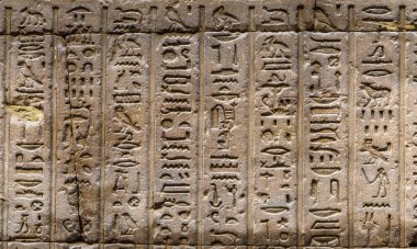 Horus tapınağın Mısır'daki duvarda Mısır hiyeroglif