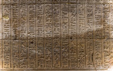 Horus tapınağın Mısır'daki duvarda Mısır hiyeroglif