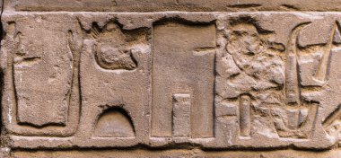 Horus tapınağın Mısır'daki duvarda Mısır hiyeroglif