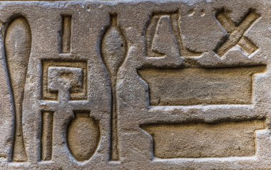 Horus tapınağın Mısır'daki duvarda Mısır hiyeroglif