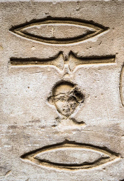 Jeroglíficos egipcios en la pared de un templo — Foto de Stock