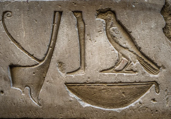 Αιγυπτιακά ιερογλυφικά στον τοίχο σε ένα ναό — Φωτογραφία Αρχείου