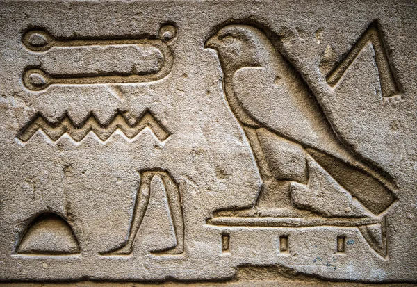 Jeroglíficos egipcios en la pared de un templo — Foto de Stock