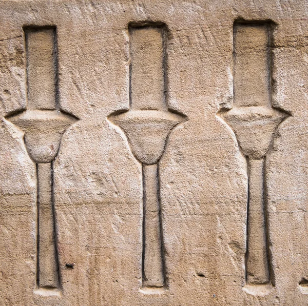 Egyptische hiërogliefen op de muur in een tempel — Stockfoto