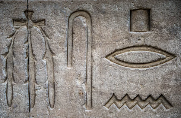 Mısır hiyeroglif bir tapınak duvarındaki — Stok fotoğraf