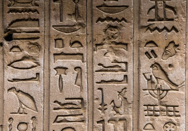 Ägyptische Hieroglyphen an der Wand eines Tempels — Stockfoto