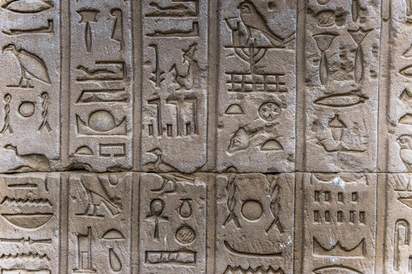 Hiéroglyphes égyptiens sur le mur dans un temple — Photo