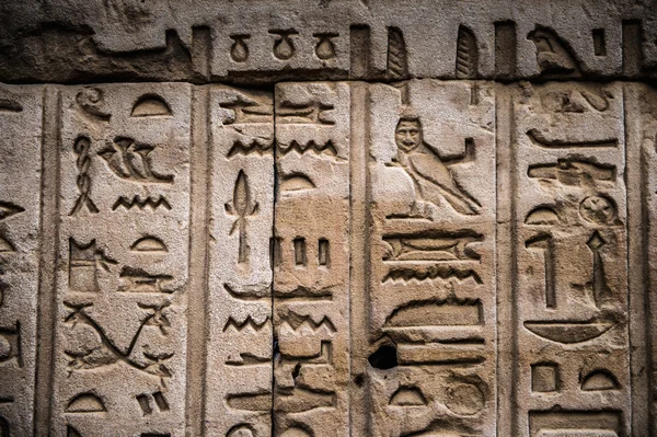 Egyptian hieroglyphs on the wall in a temple — Stock Photo, Image