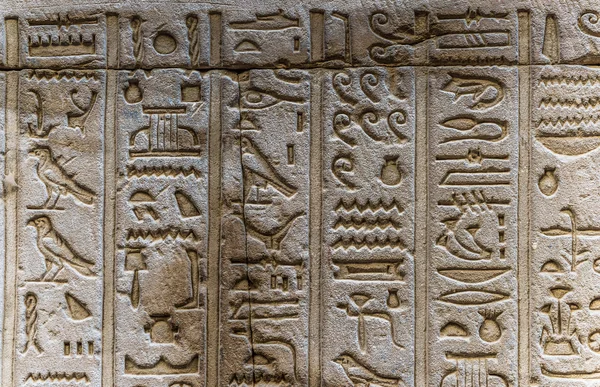 Hiéroglyphes égyptiens sur le mur du temple Horus en Egypte — Photo