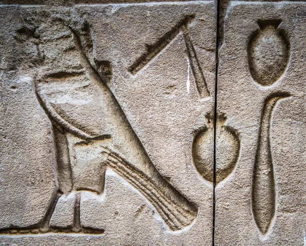 Hiéroglyphes égyptiens sur le mur du temple Horus en Egypte — Photo