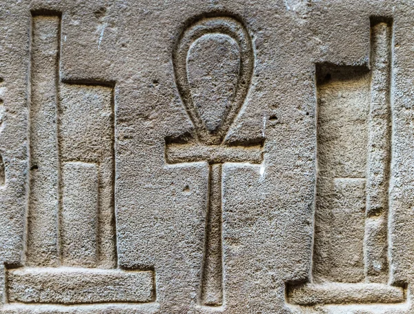 Egyptin hieroglyfit seinällä Horus temppelin Egyptissä — kuvapankkivalokuva