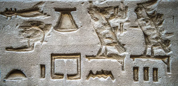Ägyptische Hieroglyphen an der Wand des Horus-Tempels in Ägypten — Stockfoto