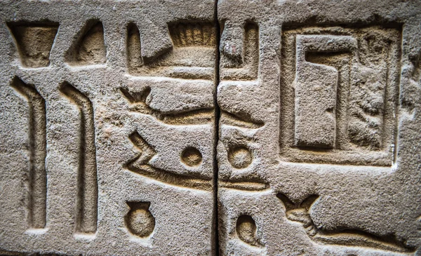 Egyptské hieroglyfy na zdi v chrámu Sobek v Kóm Ombo, Egypt — Stock fotografie