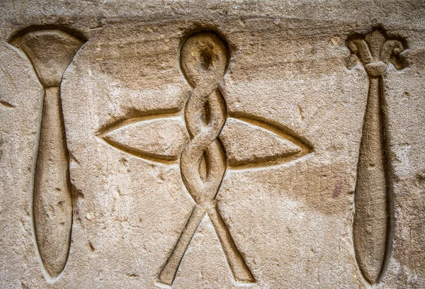 Egyptische hiërogliefen op de muur in de Sobek tempel in Kom Ombo, Egypte — Stockfoto