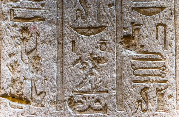 Egyptiska hieroglyfer på väggen i Sobek templet i Kom Ombo, Egypten — Stockfoto