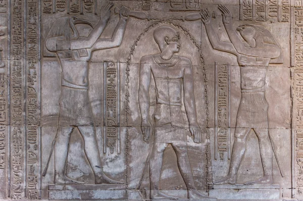 Hiéroglyphes égyptiens sur le mur dans le temple Sobek à Kom Ombo, Egypte — Photo