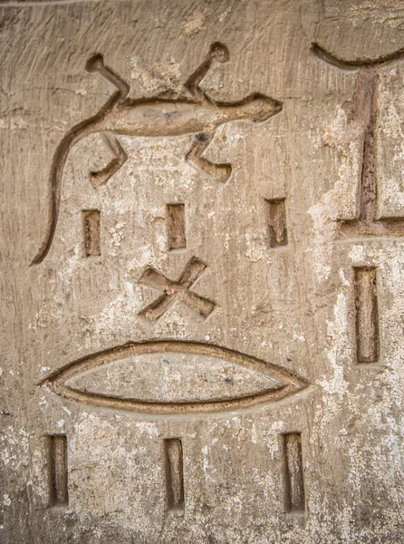 Egyptian hieroglyphs on the wall in the Sobek temple in Kom Ombo, Egypt — Stock Photo, Image