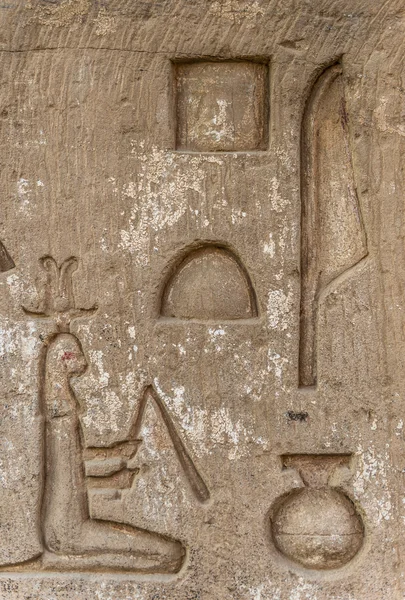 Egyptské hieroglyfy na zdi v chrámu Sobek v Kóm Ombo, Egypt — Stock fotografie